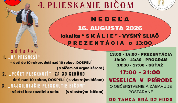 Fotka - Pozvánka - 4.  ročník Plieskanie bičom Liptovské Sliače