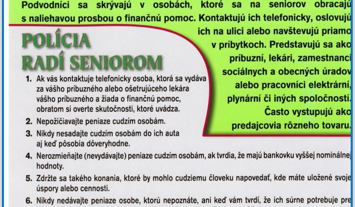Fotka - Seniori pozor!